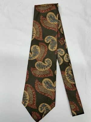 Men’s Ties, Hathaway, Imported Silk, Made In USA, Green/gold/burgundy Classic - Image 1 of 3