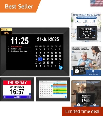 10.1" Touchscreen Digital Calendar Clock for Seniors, Alarm Clock with Date a... - Image 1 of 4