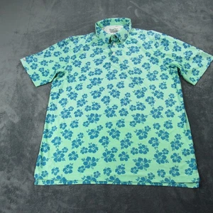 Straight Down Polo Shirt Mens Large Blue Floral Performance Golf Lightweight A\2 - Picture 1 of 9