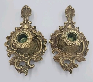 Antiker Bronze Kerzenständer / Kellerratten alt Gold Patina floral Schnörkel  - Bild 1 von 5