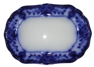 Antico piatto blu flusso ~ legno e figlio ~ motivo Siviglia ~ 16,5” x 11,75” - Foto 1 di 7