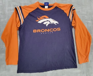 Camisa Denver Broncos Para Hombres Grande NFL Fútbol Manga Larga Reebok L Tela Rayas - Imagen 1 de 13