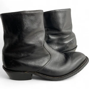 Double-H Black Leather Ankle Western Biker Cowboy Boots Men's 9 EEE NO TARIFF - Bild 1 von 11