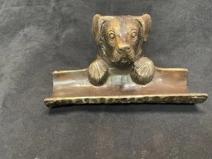 Desktop Dog Business Card Holder Brass. vintage - Picture 1 of 5