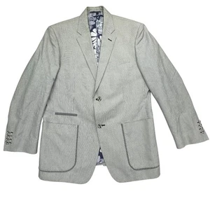 Robert Graham Blazer Jacket Men 40 Gray Lined Single Breasted Notch Lapel Vented - Picture 1 of 9