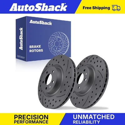 Front Drilled Slotted Brake Rotors Pair for Audi A5 Quattro A4 Quattro SQ5 - Image 1 of 2