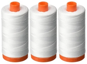 3-PACK - 50WT - White, Solid - Mako Cotton Thread - 1422Yds EACH - Picture 1 of 1