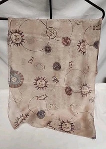 Bufanda Transparente Damas 30" X 30" Sol, Luna Astrología Tema - Imagen 1 de 5