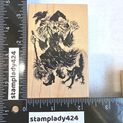Estampillas de goma PSX G-1201 SCARY WITCH ESCOBOOM & CAT HALLOWEEN  Foto 1 de 4
