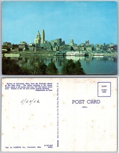 Cincinnati Ohio Skyline Riverboat Kentucky Shoreline Postcard - Picture 1 of 1