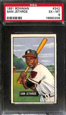 1951 BOWMAN #242 Sam Jethroe PSA 6 EX-MT 18860208  - Image 1 of 3