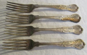 4 U.S. NAVY KINGS PATTERN REED & BARTON SILVER 7 7/8" DINNER FORKS USN ANCHOR - Picture 1 of 5