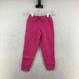 Polo Ralph Lauren Girls Classics I Fleece Jogger Pants Pink Drawstring 4/4T New - Picture 1 of 7