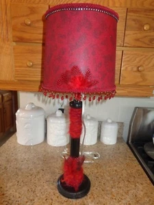 Vintage Textile Spool Lamp/Funky Country Chicken/Rooster Shade - Picture 1 of 5