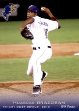 2013 Tri-City Dust Devils Grandstand #2 Huascar Brazoban Dominican Republic Card