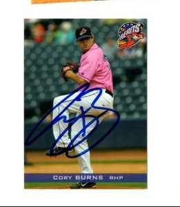 Signed Autograph Auto Minor League MiLB Card Akron Aeros 2011 Cory Burns