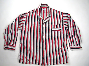 Vtg 1950s Mens Sanforized Flannel Striped Pajama Shirt Hollywood Mod Sz D 50s