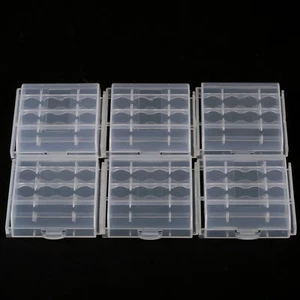 6 Pcs AA AAA Cell Battery Storage Case Holder Organizer Box Clear Hard Plastic - Picture 1 of 9