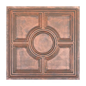 Pressed Tin Ceiling Tile Suspended Wall Panel for Hotel PL37 Rustic copper 10pcs - Picture 1 of 22