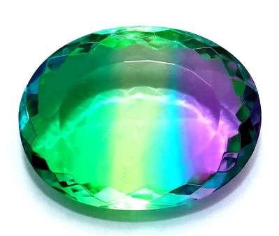 121 Ct Lab-Created Multicolor Oval Cut Tourmaline Certified Loose Gemstone - Image 1 of 4