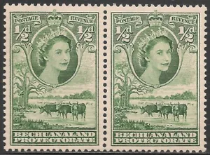 Bechuanaland #154 VF MNH PAIR - 1955 1/2p Elizabeth II, Cattle and Baobab Tree - Picture 1 of 1