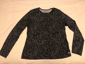 Hang Ten Womens Top Large Black Floral Long Sleeve UV Protection Zippered Pocket - Picture 1 of 10