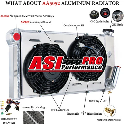 FOR 1971-1977 CHEVY VEGA PONTIAC ASTRE L4 2.0 2.3L 3-ROW RADIATOR SHROUD FAN Foto 1 de 4