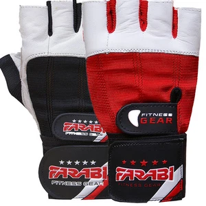 Farabi Real Leather Gym Training Bodybuilding Weightlifting Fitness Gloves - Picture 1 of 7