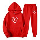 Women Plush Long Sleeve Pullover Letter Print And Rope Hoodie Two Piece Set CA