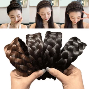 Fake Thick Plaited Chunky Braided Headband OnePiece Women Hair Band Wide Twist🎀 - Picture 1 of 17