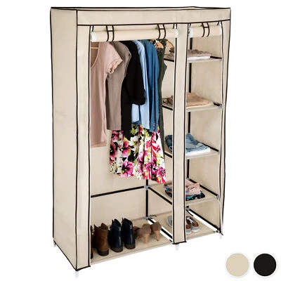 TECTAKE GMBH Armadio in tessuto doppio in tela guardaroba vestiti pieghevole campeggio beige