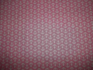 Handmade Cotton Crib sheet / /Pink with small white anchors - Picture 1 of 2