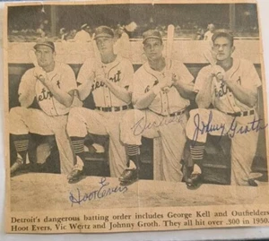 1950 Detroit Tigers Autographed Magazine Pic Hoot Evers Vic Wertz Johnny Growth - Picture 1 of 1