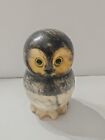 Vintage Genuine ALABASTER Hand Carved OWL Figurine Made in Italy Paperweight 
