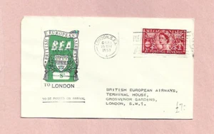 GB BEA AIRWAYS LETTER SERVICE - RENFREW FLIGHT CACHET ON 8d LABEL - Picture 1 of 1