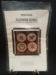 1983 Fabricraft "Flower Song" Transparent Applique Pattern, Full-Size Pattern - Picture 1 of 2