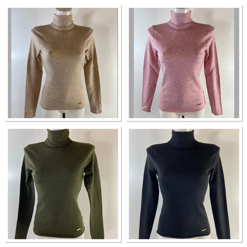Ladies New Ex River  Island  Fine Knit Polo Neck 4 Colours Size 6-18 - Image 1 of 4