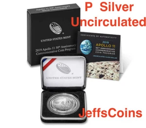 Dólar de plata P Apollo 11 2019 50 aniversario sin circular 1 oz moneda 0,999 19 CD - Imagen 1 de 12