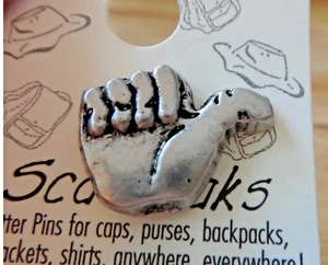 Pewter Texas A&M University ATM Aggie Thumbs Up Skat Tie Tack GIGEM Lapel Pin! - Picture 1 of 3