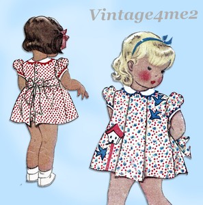 McCall 681: 1930s Sweet Baby Girls Apron Dress Sz 6 mos Vintage Sewing Pattern