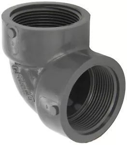 GF Piping Systems PVC Pipe Fitting 90 Degree Elbow Schedule 80 Gray 2" NPT - Picture 1 of 2