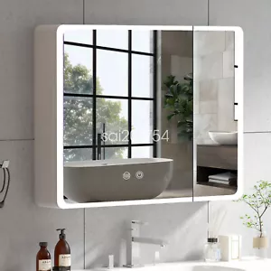 Spiegelschrank Bad Mit Led Beleuchtung, 80x13x70cm Badezimmer Spiegelschra Weiß - Bild 1 von 13