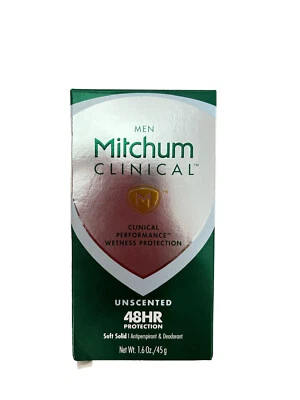 Desodorante antitranspirante sólido suave sin perfume Mitchum Men Clinical 1,6 oz. Nuevo Foto 1 de 2