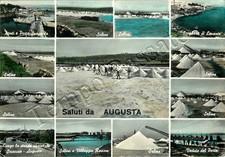 Cartolina Saluti da Augusta, saline - Siracusa, 1958