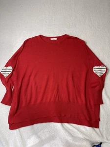 Mersea Amour Red Sweater Heart Elbow Patch Sweater One Size - Picture 1 of 11