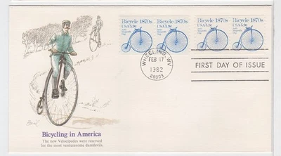 TurtlesTradingPost- Bicycle- Transportation Series 1982 #1901 FDC Fleetwood - Image 1 of 2
