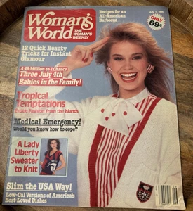 Woman's World Magazine July 1 1986 A Lady Liberty Sweater to Knit No Label Vtg - Imagen 1 de 8