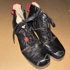 Vintage Rivers Leder Schnürstiefel Bohemian 38 schwarz rot Leder - Bild 1 von 7