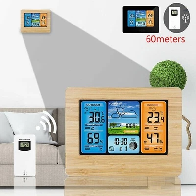 Wireless Digital LCD Display Weather Station Clock Calendar Humidity Thermometer - Image 1 of 4