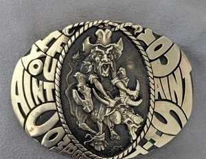 Vintage Messing Gürtelschnalle "If You Aint Cowboy You Aint S**t" Award Design Medaillen - Bild 1 von 4